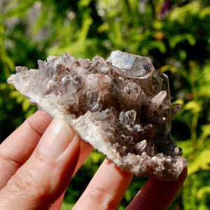 Phantom Pyramid Hematoid Quartz Crystal Cluster, Red Specular Hematite