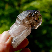 Load image into Gallery viewer, ET Crowned Scepter Smoky Fenster Amethyst Quartz Crystal Elestial Tantric Twin, Specular Hematite Lepidocrocite Fenster Amethyst
