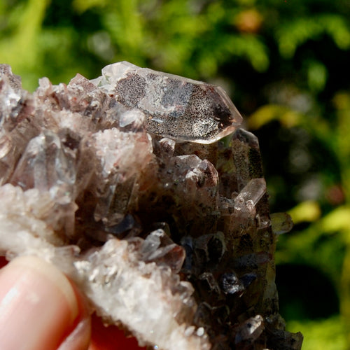 Phantom Pyramid Hematoid Quartz Crystal Cluster, Red Specular Hematite