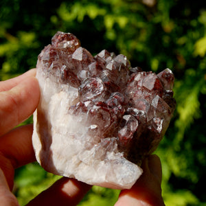 hantom Pyramid Hematoid Quartz Crystal Cluster, Red Specular Hematite, Zambia