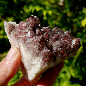 hantom Pyramid Hematoid Quartz Crystal Cluster, Red Specular Hematite, Zambia