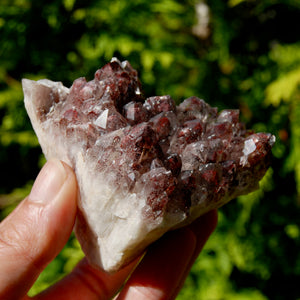 hantom Pyramid Hematoid Quartz Crystal Cluster, Red Specular Hematite, Zambia