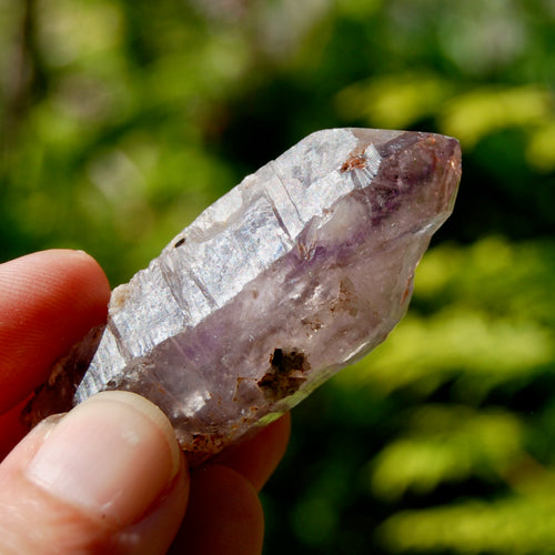 DT Smoky Amethyst Quartz Crystal Elestial, Specular Hematite Amethyst