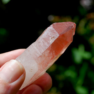 Curved Strawberry Pink Lemurian Seed Quartz Crystal Tantric Twin, Serra do Cabral, Brazil