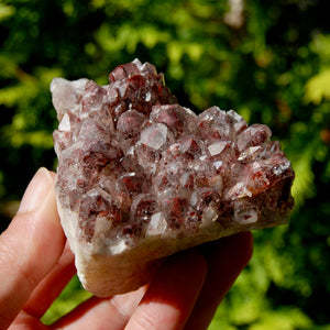 hantom Pyramid Hematoid Quartz Crystal Cluster, Red Specular Hematite, Zambia