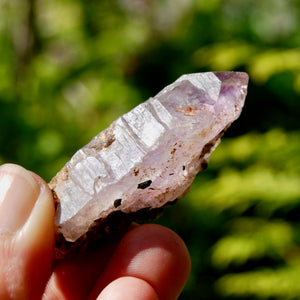 DT Smoky Amethyst Quartz Crystal Elestial, Specular Hematite Amethyst