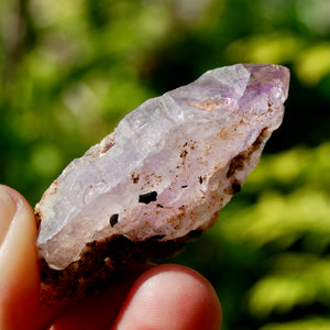 DT Smoky Amethyst Quartz Crystal Elestial, Specular Hematite Amethyst