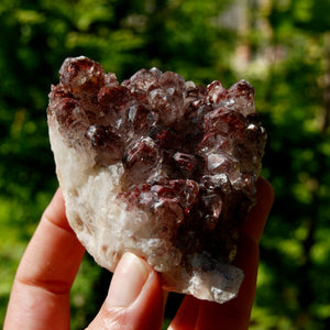 hantom Pyramid Hematoid Quartz Crystal Cluster, Red Specular Hematite, Zambia