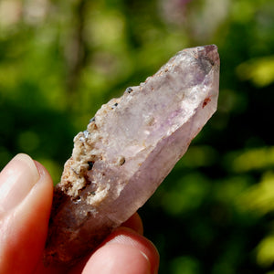 DT Smoky Amethyst Quartz Crystal Elestial, Specular Hematite Amethyst