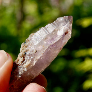 DT Smoky Amethyst Quartz Crystal Elestial, Specular Hematite Amethyst