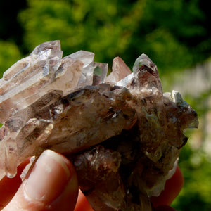 DT Floater Red Phantom Pyramid Hematoid Quartz Crystal Cluster, Specular Hematite, Zambia