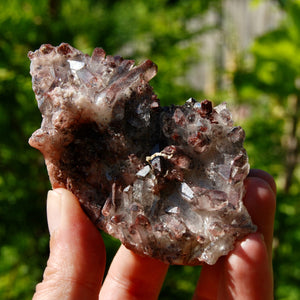 DT Floater Phantom Pyramid Hematoid Quartz Crystal Cluster, Specular Red Hematite