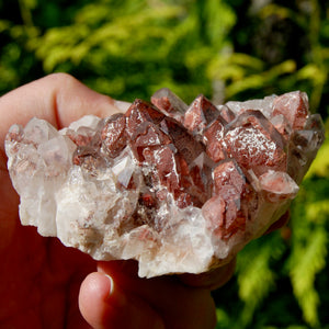 Phantom Pyramid Hematoid Quartz Crystal Cluster, Red Specular Hematite