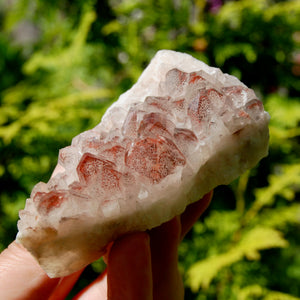 Phantom Pyramid Hematoid Quartz Crystal Cluster, Red Specular Hematite