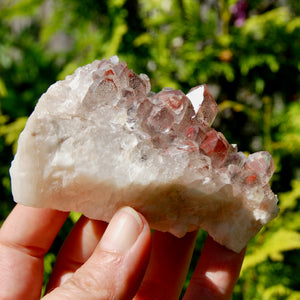 Phantom Pyramid Hematoid Quartz Crystal Cluster, Red Specular Hematite