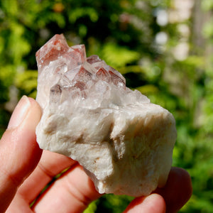 Phantom Pyramid Hematoid Quartz Crystal Cluster, Red Specular Hematite