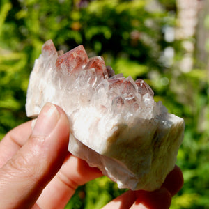 Phantom Pyramid Hematoid Quartz Crystal Cluster, Red Specular Hematite