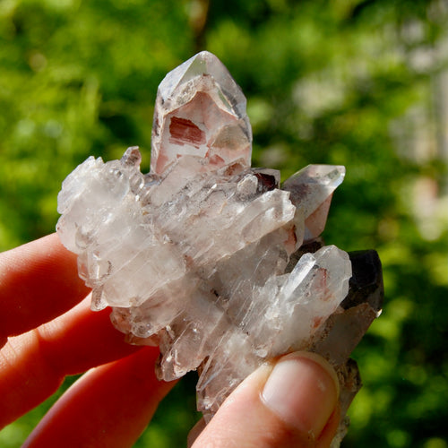 DT Floater Phantom Pyramid Hematoid Quartz Crystal Cluster, Specular Red Hematite