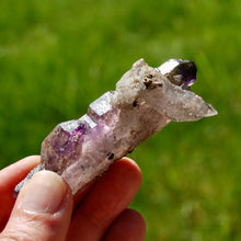 Load image into Gallery viewer, DT Smoky Fenster Amethyst Quartz Crystal Elestial Scepter, Specular Hematite Lepidocrocite Amethyst
