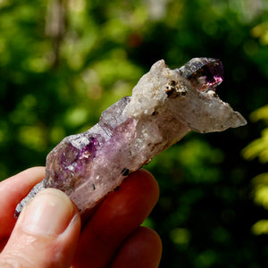 DT Smoky Fenster Amethyst Quartz Crystal Elestial Scepter, Specular Hematite Lepidocrocite Amethyst