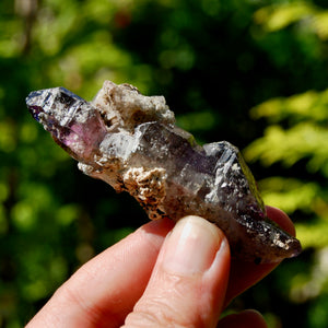 DT Smoky Fenster Amethyst Quartz Crystal Elestial Scepter, Specular Hematite Lepidocrocite Amethyst