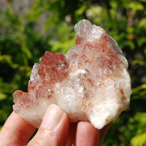 Phantom Pyramid Hematoid Quartz Crystal Cluster, Red Specular Hematite