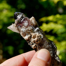 Load image into Gallery viewer, DT Smoky Fenster Amethyst Quartz Crystal Elestial Scepter, Specular Hematite Lepidocrocite Amethyst
