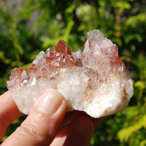 Phantom Pyramid Hematoid Quartz Crystal Cluster, Red Specular Hematite