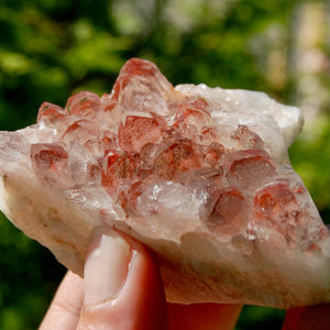 Phantom Pyramid Hematoid Quartz Crystal Cluster, Red Specular Hematite