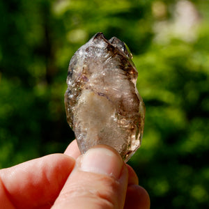 DT ET Smoky Amethyst Quartz Crystal Elestial, Specular Hematite Lepidocrocite Amethyst