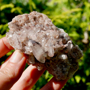 Phantom Pyramid Hematoid Quartz Crystal Cluster, Red Specular Hematite