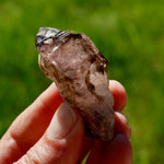 Smoky Amethyst Quartz Crystal Elestial, Specular Hematite Lepidocrocite
