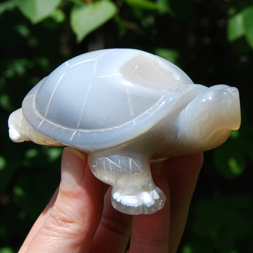 Large Agate Geode Crystal Turtle, Hand Carved