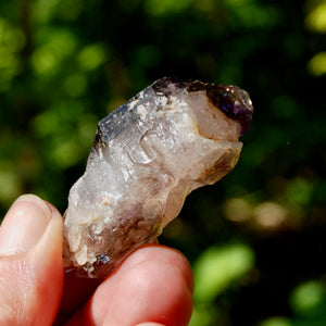 Smoky Amethyst Quartz Crystal Elestial, Specular Hematite Lepidocrocite