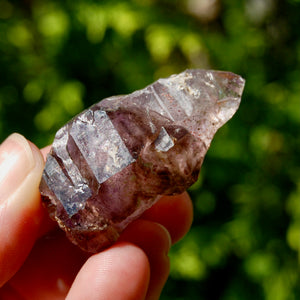 Smoky Amethyst Quartz Crystal Elestial, Specular Hematite Lepidocrocite