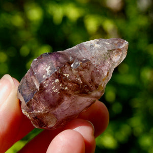 Smoky Amethyst Quartz Crystal Elestial, Specular Hematite Lepidocrocite