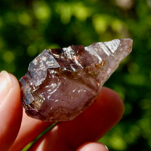 Smoky Amethyst Quartz Crystal Elestial, Specular Hematite Lepidocrocite