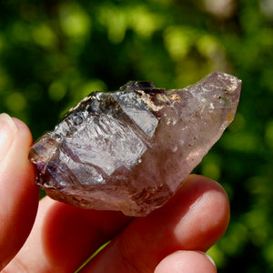 Smoky Amethyst Quartz Crystal Elestial, Specular Hematite Lepidocrocite