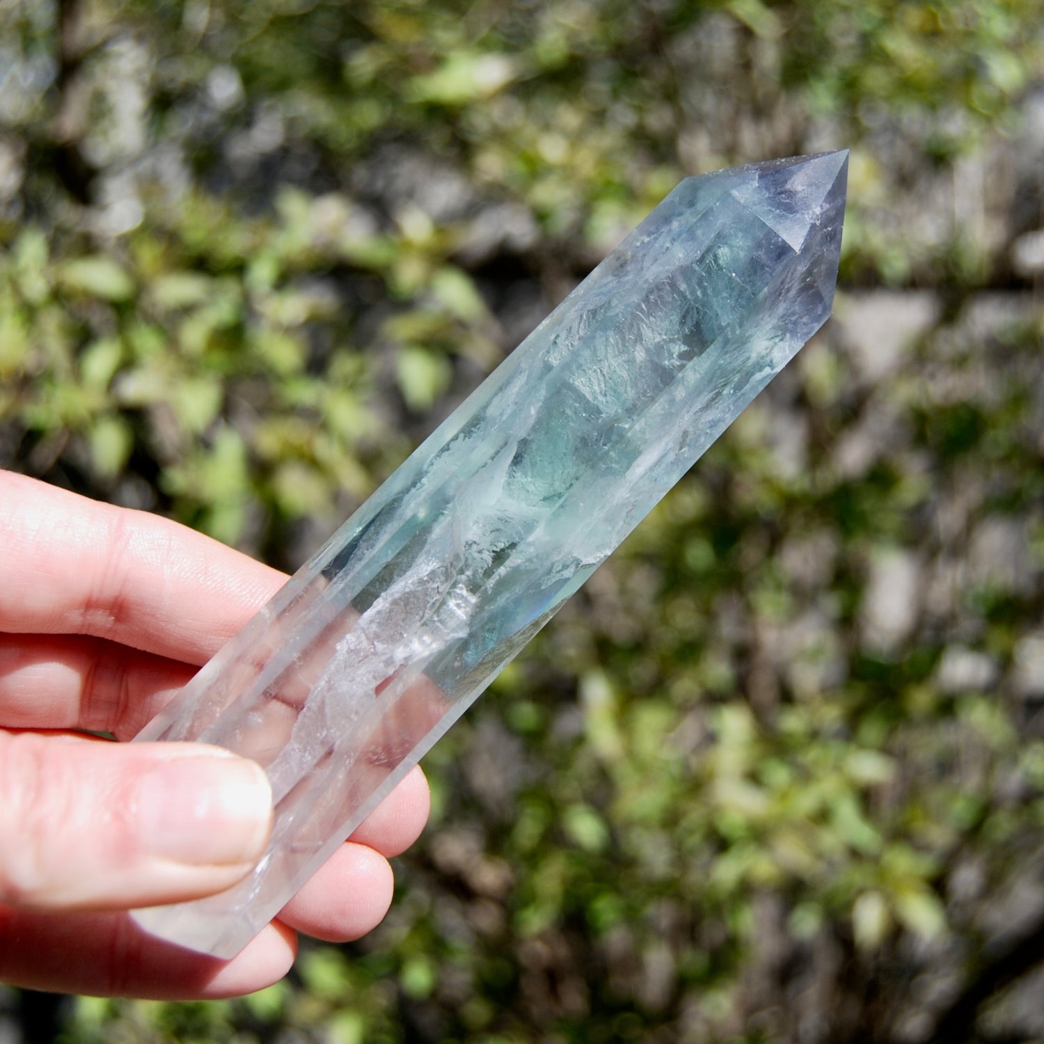 Watermelon Fluorite Crystal Tower, Rainbow Filled Transparent Fluorite
