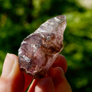 Smoky Amethyst Quartz Crystal Elestial, Specular Hematite Lepidocrocite