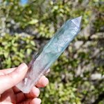 Watermelon Fluorite Crystal Tower, Rainbow Filled Transparent Fluorite