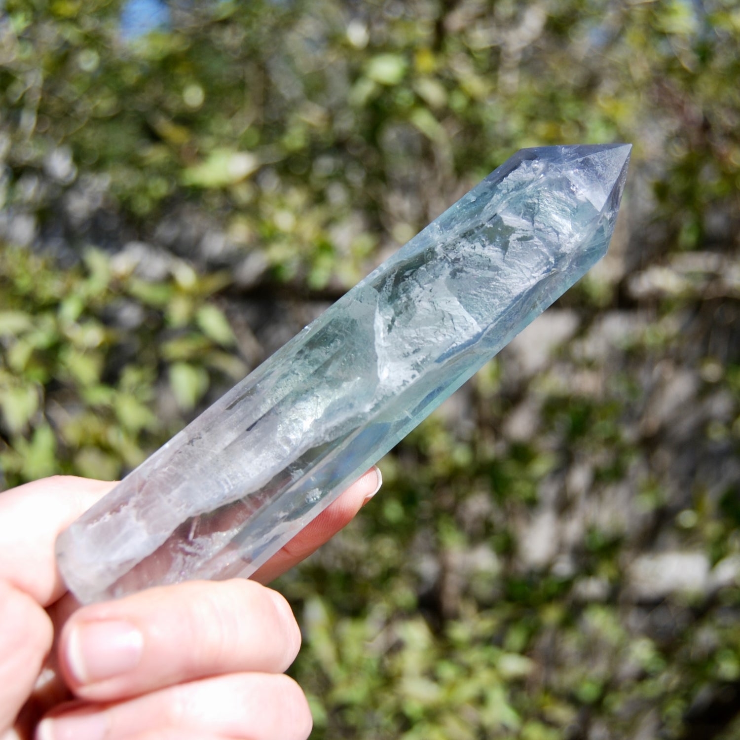Watermelon Fluorite Crystal Tower, Rainbow Filled Transparent Fluorite