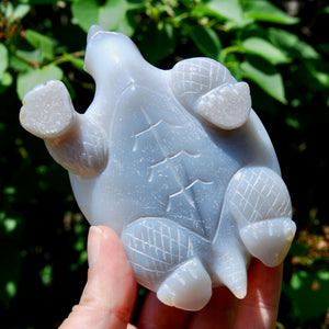 Large Agate Geode Crystal Turtle, Hand Carved OOAK