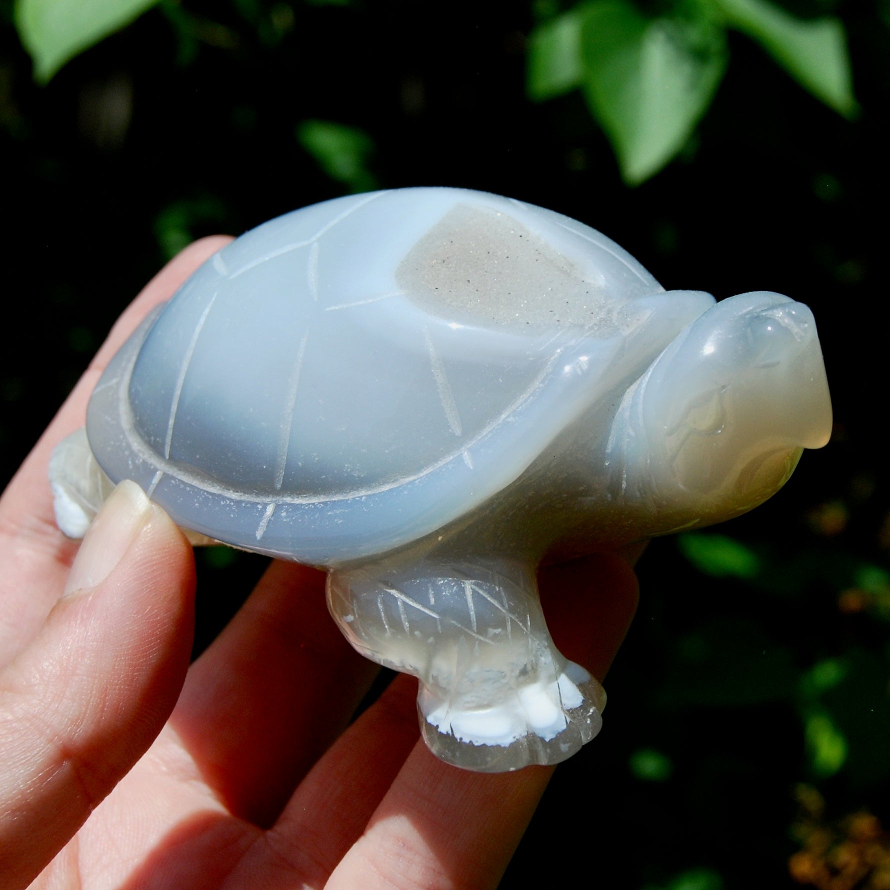 Large Agate Geode Crystal Turtle, Hand Carved