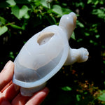 Large Agate Geode Crystal Turtle, Hand Carved OOAK
