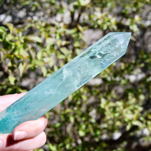 Green Watermelon Fluorite Crystal Tower, Rainbow Filled Transparent Fluorite