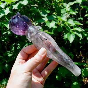 Dragon Tooth Amethyst Hand Carved Crystal Rose, Phantom Amethyst, Brazil