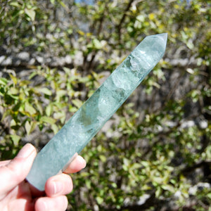 Green Watermelon Fluorite Crystal Tower, Rainbow Filled Transparent Fluorite