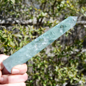 Green Watermelon Fluorite Crystal Tower, Rainbow Filled Transparent Fluorite