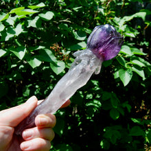 Load image into Gallery viewer, Dragon Tooth Amethyst Hand Carved Crystal Rose, Phantom Amethyst, Brazil
